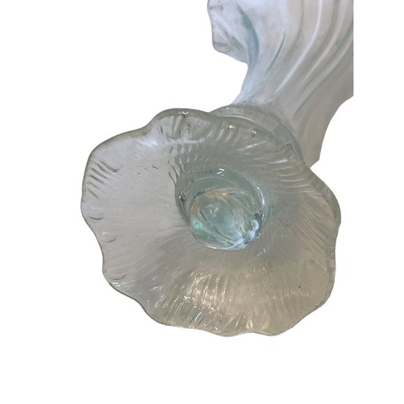 Calla Lily Vase Hand Blown Swung Glass Style Pale Green Tint 13" Vintage - Picture 12 of 12